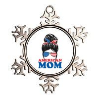 American Mom Usa Hair Bun Metallic Star Ornament