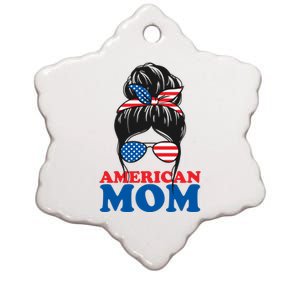 American Mom Usa Hair Bun Ceramic Star Ornament