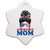 American Mom Usa Hair Bun Ceramic Star Ornament