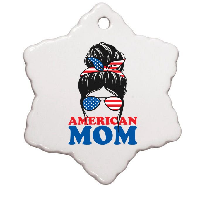 American Mom Usa Hair Bun Ceramic Star Ornament