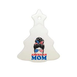 American Mom Usa Hair Bun Ceramic Tree Ornament