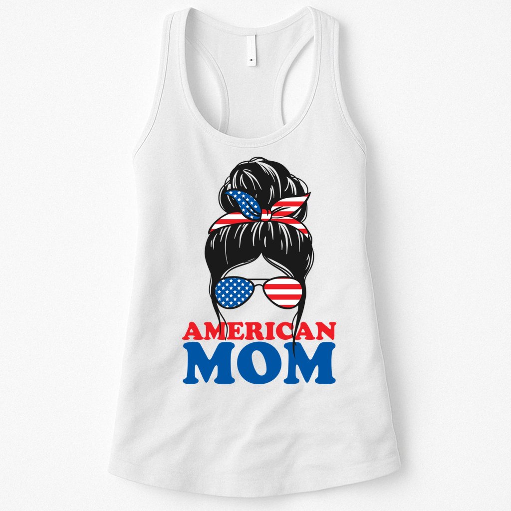 American Mom Usa Hair Bun Womens Tank Top