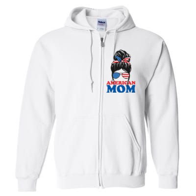 American Mom Usa Hair Bun Full Zip Hoodie