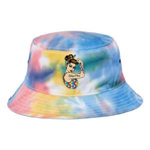 Autism Mom Unbreakable Rosie The Riveter Strong Woman Power Tie Dye Newport Bucket Hat