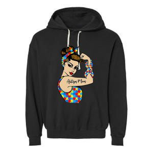 Autism Mom Unbreakable Rosie The Riveter Strong Woman Power Garment-Dyed Fleece Hoodie