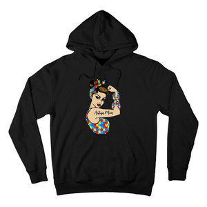 Autism Mom Unbreakable Rosie The Riveter Strong Woman Power Hoodie