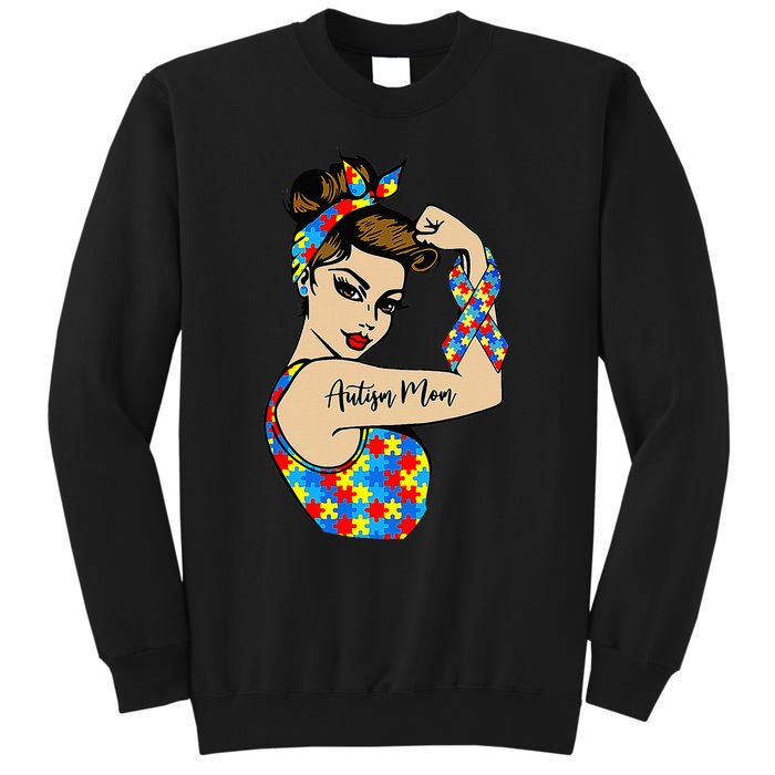 Autism Mom Unbreakable Rosie The Riveter Strong Woman Power Sweatshirt