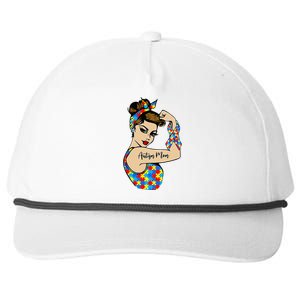 Autism Mom Unbreakable Rosie The Riveter Strong Woman Power Snapback Five-Panel Rope Hat