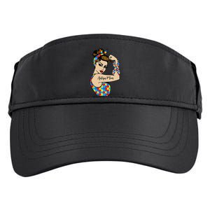 Autism Mom Unbreakable Rosie The Riveter Strong Woman Power Adult Drive Performance Visor