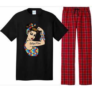 Autism Mom Unbreakable Rosie The Riveter Strong Woman Power Pajama Set