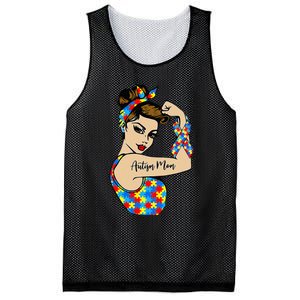 Autism Mom Unbreakable Rosie The Riveter Strong Woman Power Mesh Reversible Basketball Jersey Tank