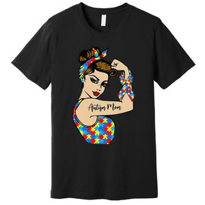 Autism Mom Unbreakable Rosie The Riveter Strong Woman Power Premium T-Shirt