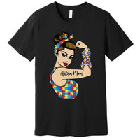 Autism Mom Unbreakable Rosie The Riveter Strong Woman Power Premium T-Shirt