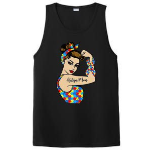 Autism Mom Unbreakable Rosie The Riveter Strong Woman Power PosiCharge Competitor Tank