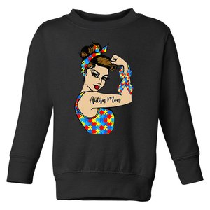 Autism Mom Unbreakable Rosie The Riveter Strong Woman Power Toddler Sweatshirt