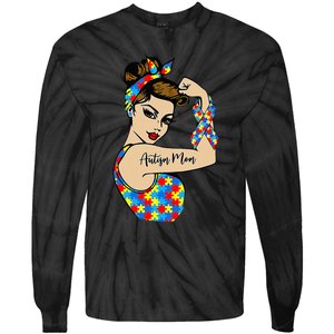 Autism Mom Unbreakable Rosie The Riveter Strong Woman Power Tie-Dye Long Sleeve Shirt