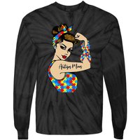 Autism Mom Unbreakable Rosie The Riveter Strong Woman Power Tie-Dye Long Sleeve Shirt