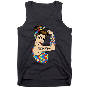 Autism Mom Unbreakable Rosie The Riveter Strong Woman Power Tank Top