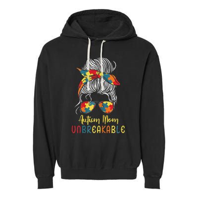 Autism Mom Unbreakable Autism Awareness Support Garment-Dyed Fleece Hoodie