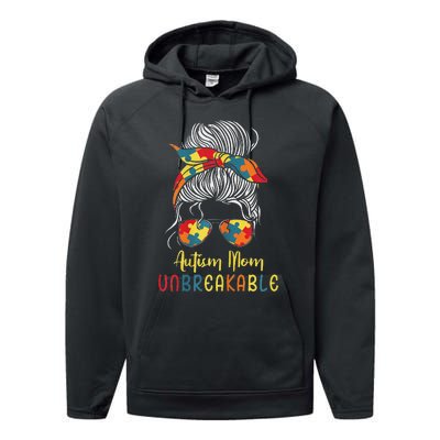 Autism Mom Unbreakable Autism Awareness Support Performance Fleece Hoodie