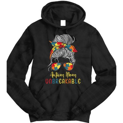 Autism Mom Unbreakable Autism Awareness Support Tie Dye Hoodie