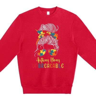 Autism Mom Unbreakable Autism Awareness Support Premium Crewneck Sweatshirt