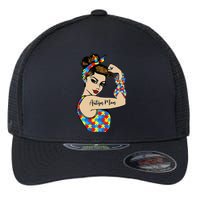 Autism Mom Unbreakable Rosie The Riveter Strong Woman Power Flexfit Unipanel Trucker Cap