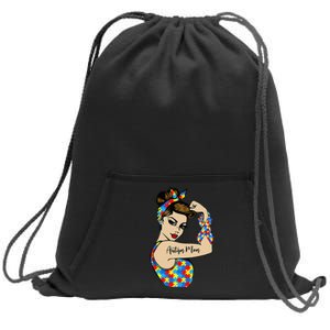 Autism Mom Unbreakable Rosie The Riveter Strong Woman Power Sweatshirt Cinch Pack Bag