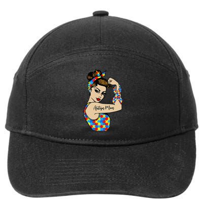 Autism Mom Unbreakable Rosie The Riveter Strong Woman Power 7-Panel Snapback Hat