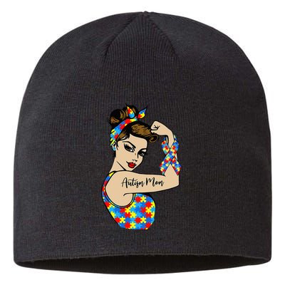 Autism Mom Unbreakable Rosie The Riveter Strong Woman Power Sustainable Beanie