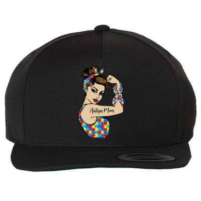 Autism Mom Unbreakable Rosie The Riveter Strong Woman Power Wool Snapback Cap