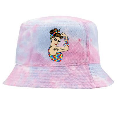 Autism Mom Unbreakable Rosie The Riveter Strong Woman Power Tie-Dyed Bucket Hat