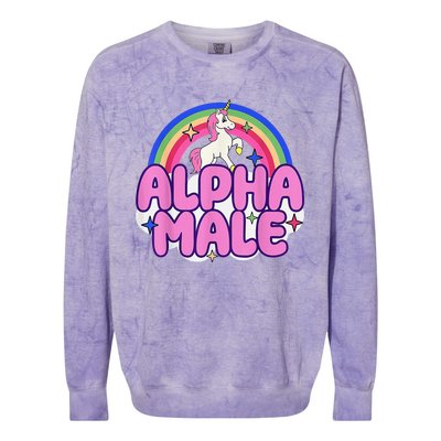 Alpha Male Unicorn Funny Sarcastic Ironic Weird Humor Colorblast Crewneck Sweatshirt