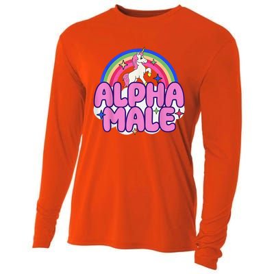 Alpha Male Unicorn Funny Sarcastic Ironic Weird Humor Cooling Performance Long Sleeve Crew