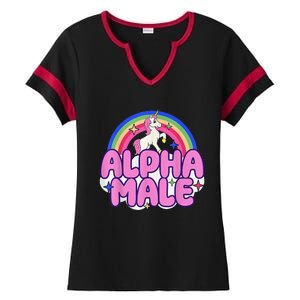 Alpha Male Unicorn Funny Sarcastic Ironic Weird Humor Ladies Halftime Notch Neck Tee