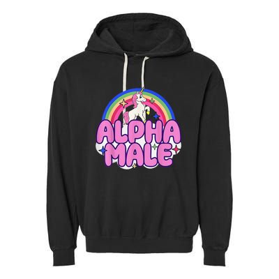 Alpha Male Unicorn Funny Sarcastic Ironic Weird Humor Garment-Dyed Fleece Hoodie