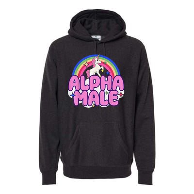 Alpha Male Unicorn Funny Sarcastic Ironic Weird Humor Premium Hoodie