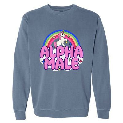 Alpha Male Unicorn Funny Sarcastic Ironic Weird Humor Garment-Dyed Sweatshirt