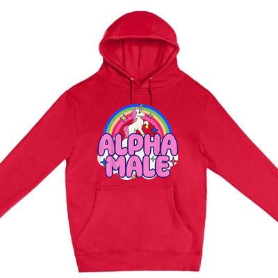 Alpha Male Unicorn Funny Sarcastic Ironic Weird Humor Premium Pullover Hoodie