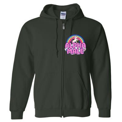 Alpha Male Unicorn Funny Sarcastic Ironic Weird Humor Full Zip Hoodie