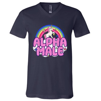 Alpha Male Unicorn Funny Sarcastic Ironic Weird Humor V-Neck T-Shirt