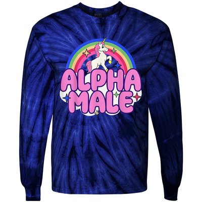 Alpha Male Unicorn Funny Sarcastic Ironic Weird Humor Tie-Dye Long Sleeve Shirt