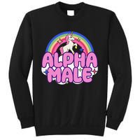 Alpha Male Unicorn Funny Sarcastic Ironic Weird Y2K Humor Sweatshirt