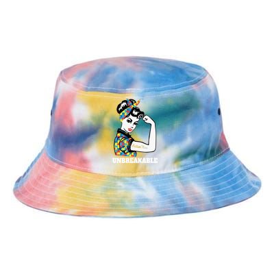 Autism Mom Unbreakable Autism Awareness Funny Gift Tie Dye Newport Bucket Hat