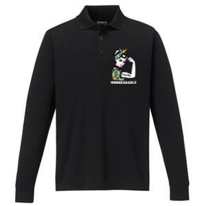 Autism Mom Unbreakable Autism Awareness Funny Gift Performance Long Sleeve Polo