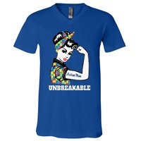 Autism Mom Unbreakable Autism Awareness Funny Gift V-Neck T-Shirt