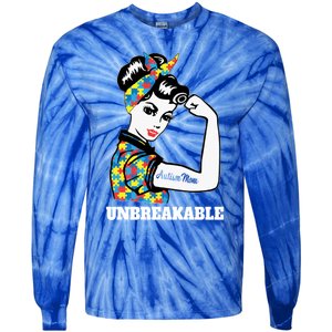 Autism Mom Unbreakable Autism Awareness Funny Gift Tie-Dye Long Sleeve Shirt