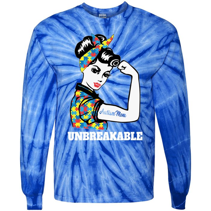 Autism Mom Unbreakable Autism Awareness Funny Gift Tie-Dye Long Sleeve Shirt