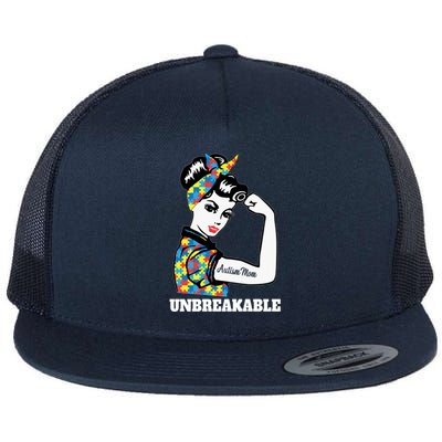 Autism Mom Unbreakable Autism Awareness Funny Gift Flat Bill Trucker Hat