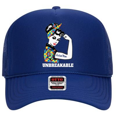 Autism Mom Unbreakable Autism Awareness Funny Gift High Crown Mesh Back Trucker Hat